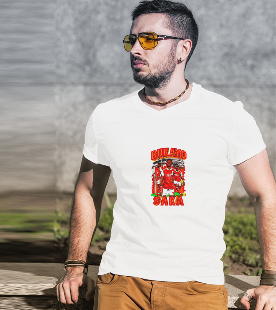 Bukayo Saka Arsenal Fire Stadium Soccer Graphics T-Shirt