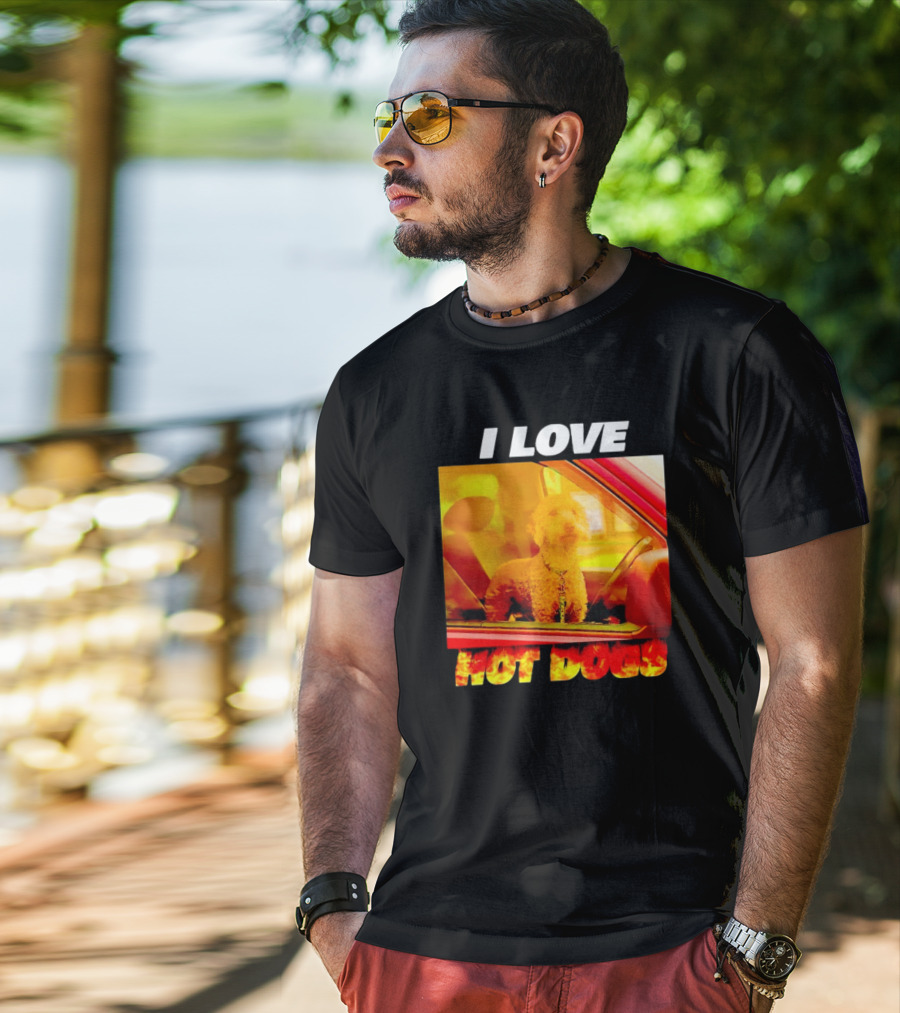 I Love Hot Dogs Dog In Car T-Shirt
