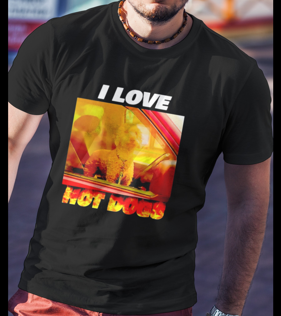 I Love Hot Dogs Dog In Car T-Shirt