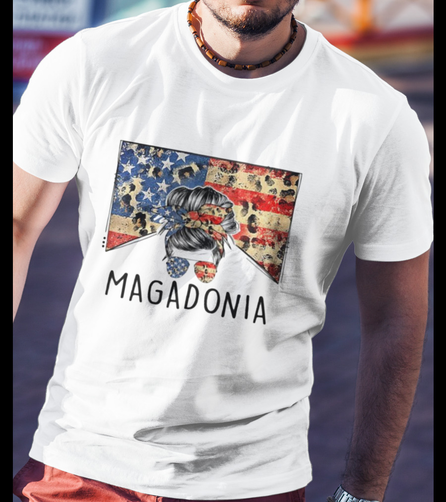 Messy Bun American Flag Magadonia T-Shirt