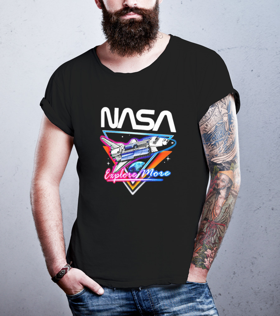 NASA Explore More Space Shuttle Triangle Earth Retro T-Shirt