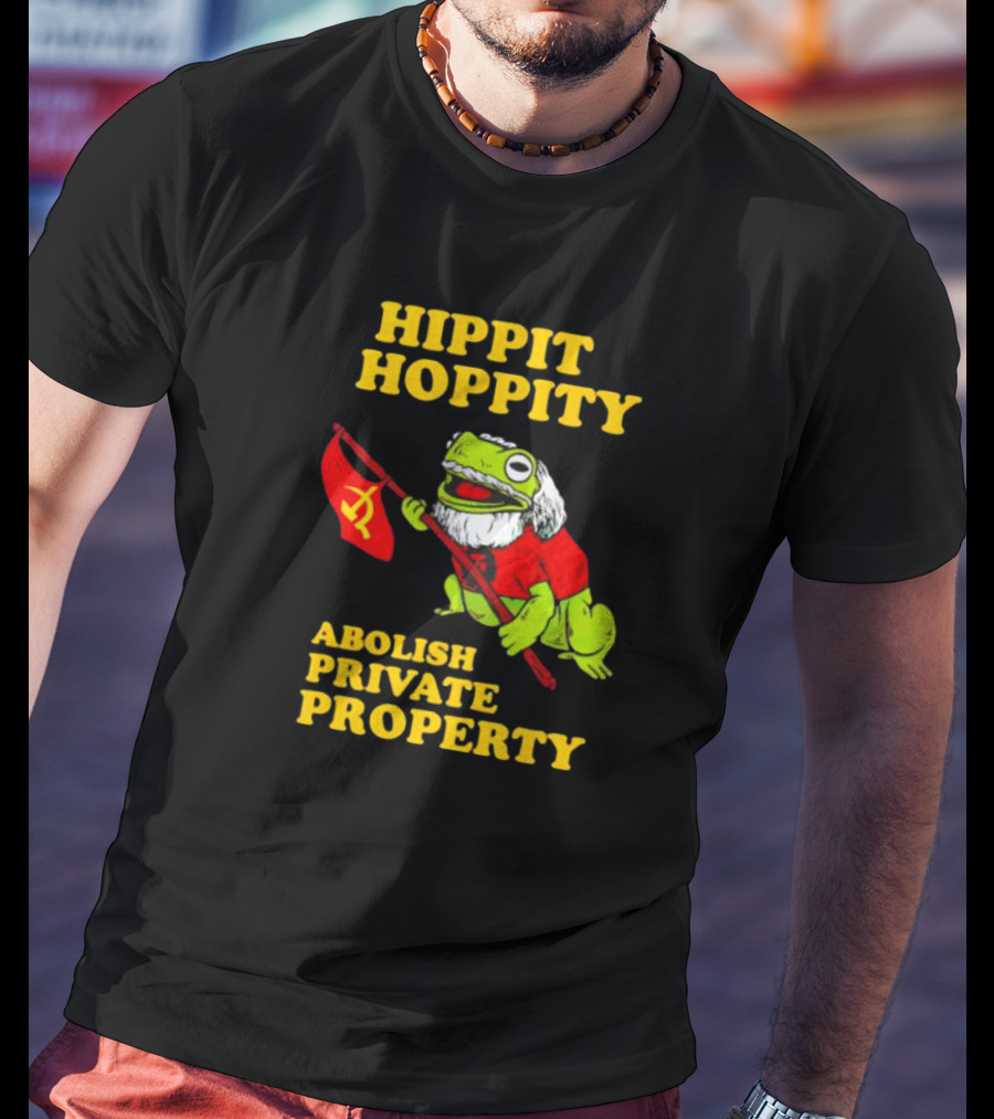 Hippity Hoppity Abolish Private Property Frogs Communist Flag T-Shirt