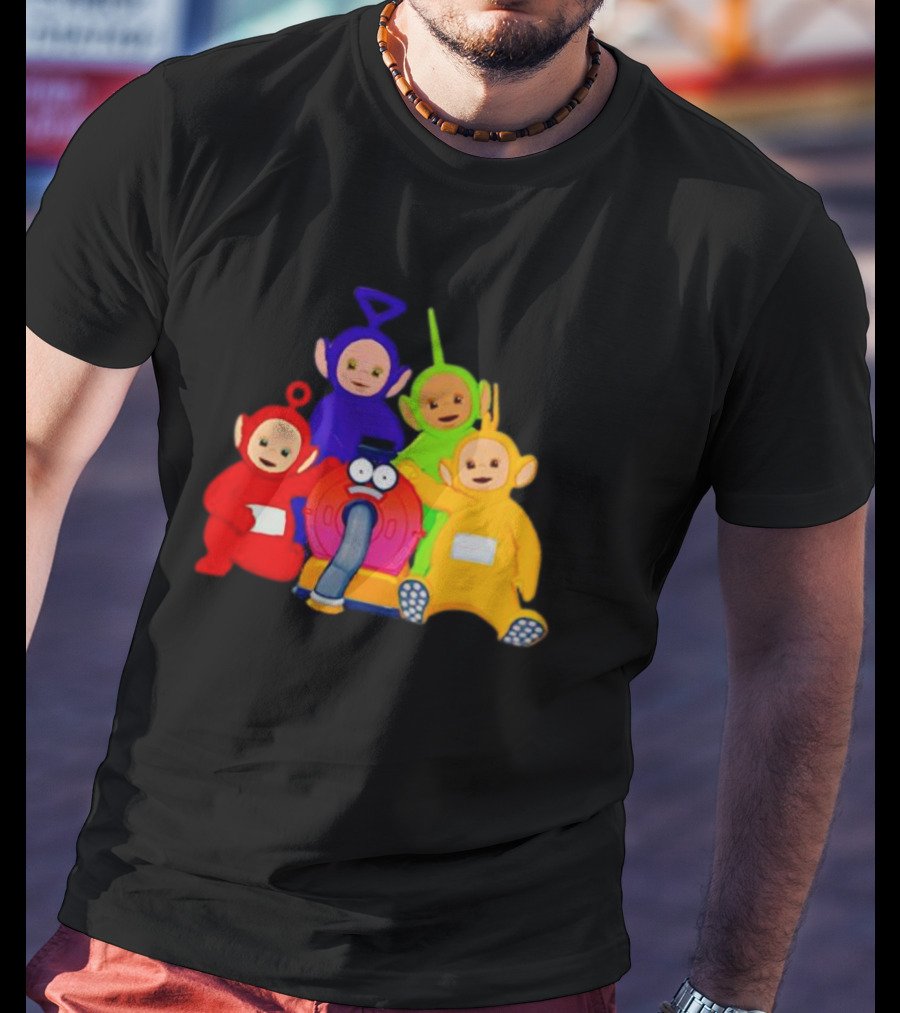 Teletubbies Characters And Noo-Noo Vacuum Clean Identical Four Cartoon Puppets T-Shirt