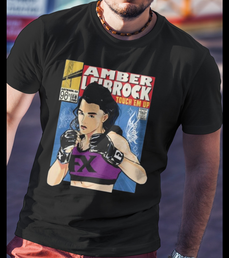 Amber Leibrock Fighter Touch Em Up Comic Style Portrait FX Gloves Hayward CA 96₵ T-Shirt