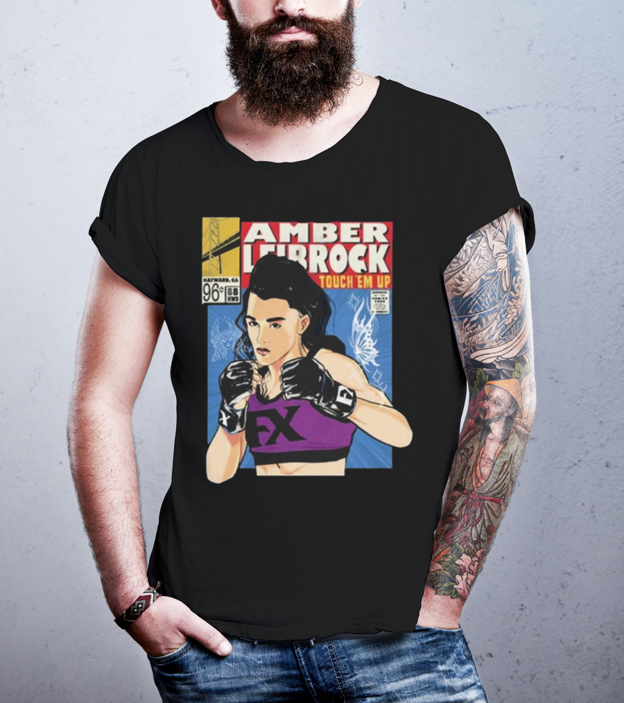 Amber Leibrock Fighter Touch Em Up Comic Style Portrait FX Gloves Hayward CA 96₵ T-Shirt