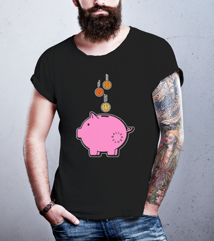 Ballers Bots Piggy Bank With Falling Emoji Coins T-Shirt