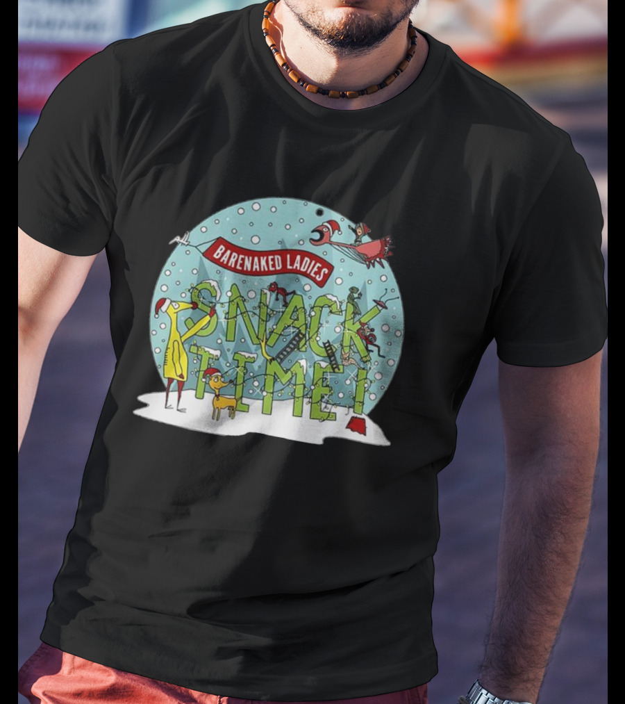 Barenaked Ladies Snacktime Children's Short Sleeve Snowy Cartoon Scene T-Shirt