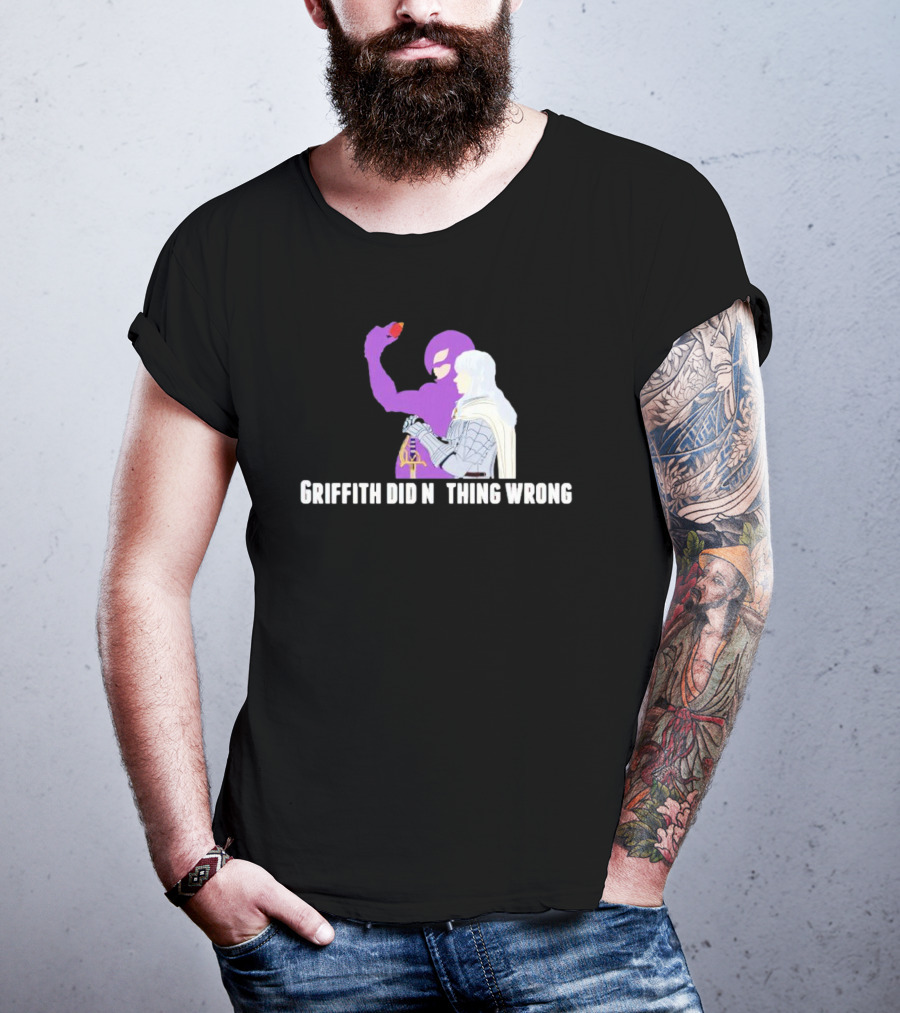 Griffith Did Nothing Wrong Berserk Fandom Eclipse Symbol Purple And White Armor Figure T-Shirt