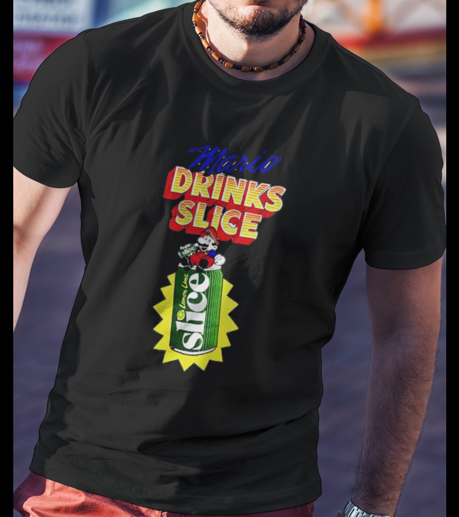 Mario Drinks Slice Lemon Lime Iconic Crossover T-Shirt