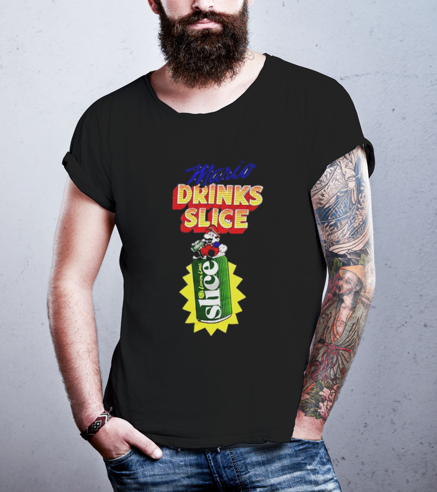 Mario Drinks Slice Lemon Lime Iconic Crossover T-Shirt