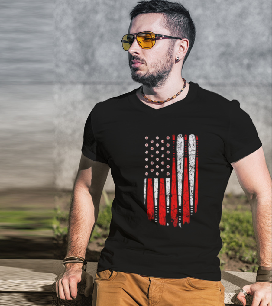Minnesota Twins American Flag Baseball Bat T-Shirt