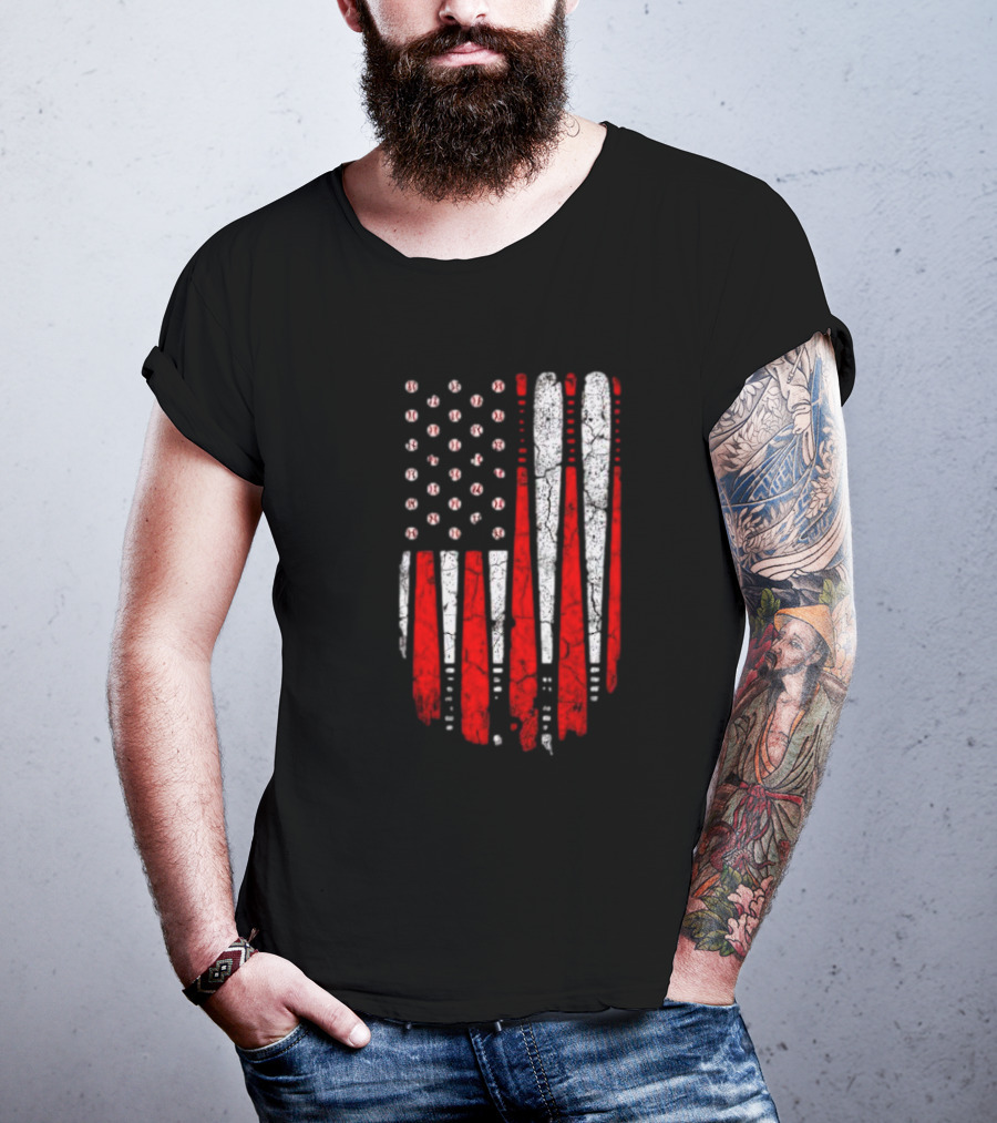 Minnesota Twins American Flag Baseball Bat T-Shirt