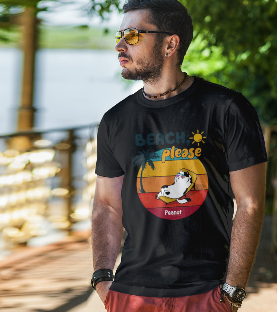 Beach Please Cat Summer Personalized Peanut T-Shirt
