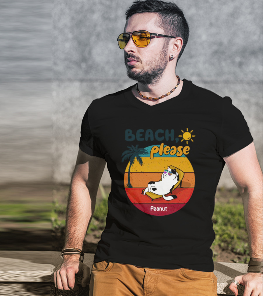 Beach Please Cat Summer Personalized Peanut T-Shirt