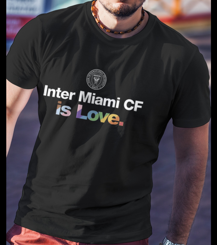 Inter Miami CF Is Love Black Team City Pride Logo Fanatics Shop T-Shirt