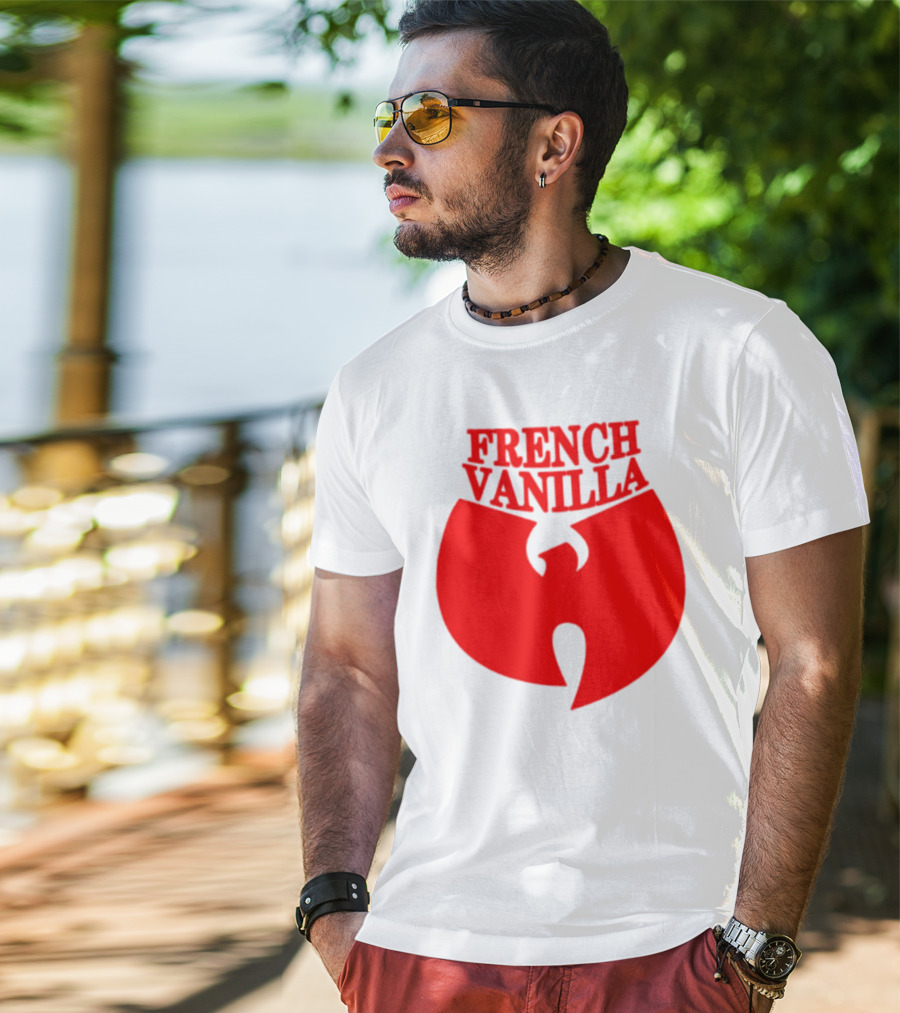 French Vanilla Wutang Logo Red Emblem T-Shirt