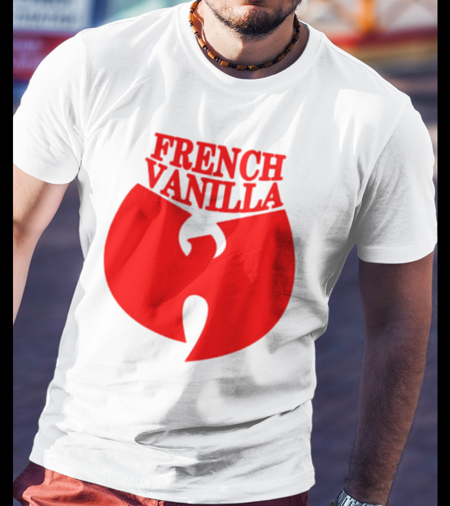 French Vanilla Wutang Logo Red Emblem T-Shirt