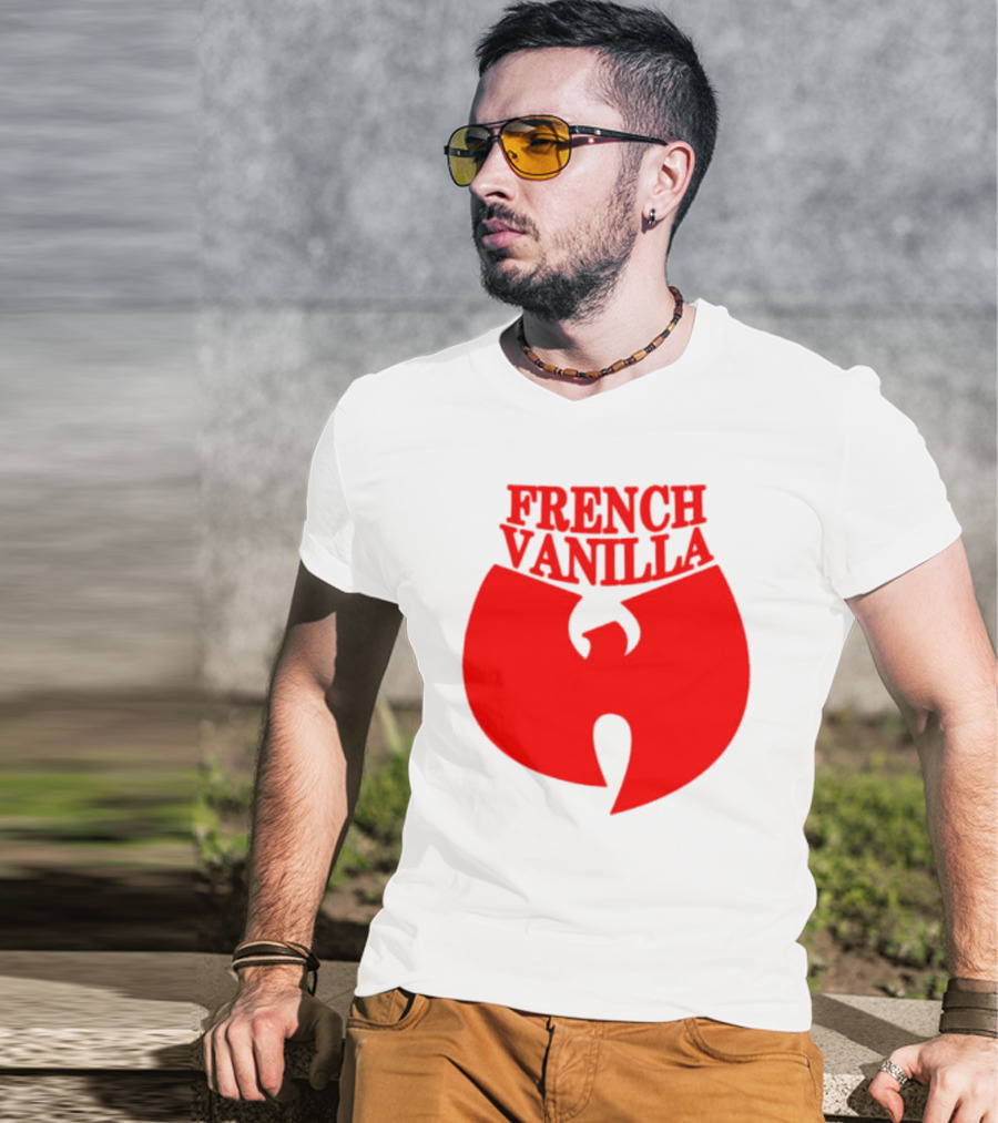 French Vanilla Wutang Logo Red Emblem T-Shirt