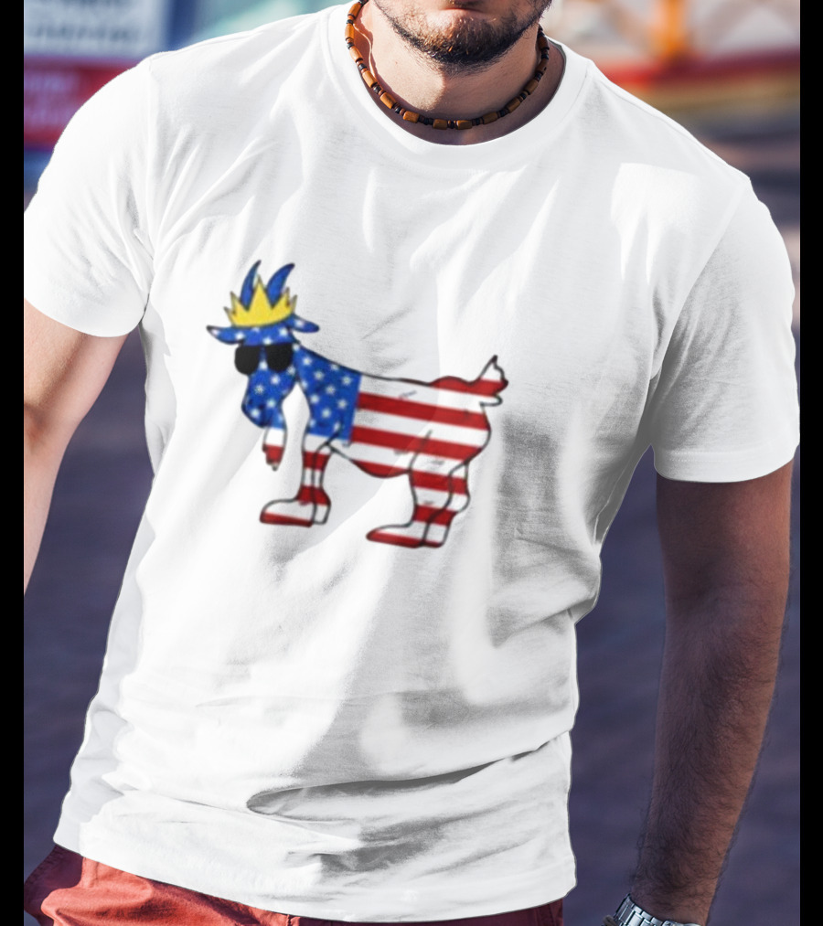 Goat USA Patriotic Stars And Stripes Crown T-Shirt