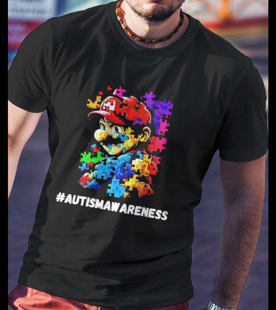 Mario Puzzle Autism Awareness T-Shirt