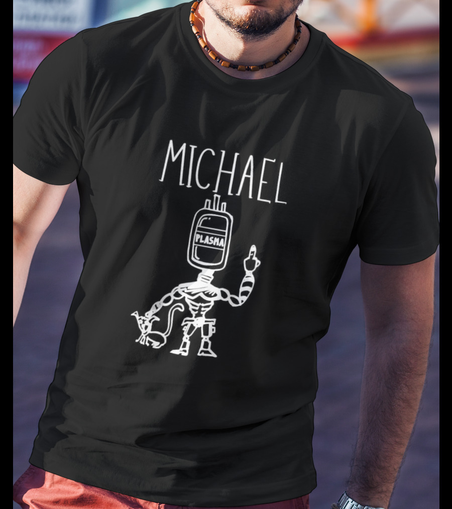 Michael Robot Plasma Figure With Cat T-Shirt