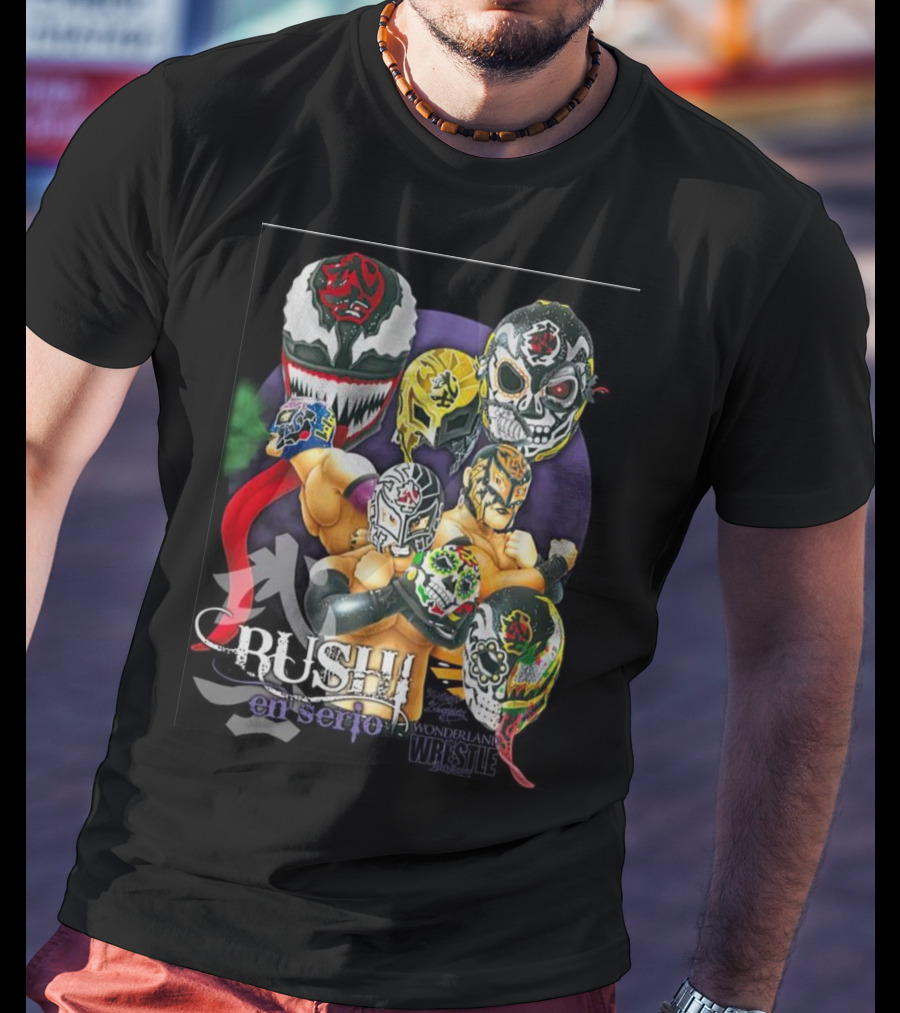 Bushi En Serio Wonderland Wrestle Face Mask Collection T-Shirt