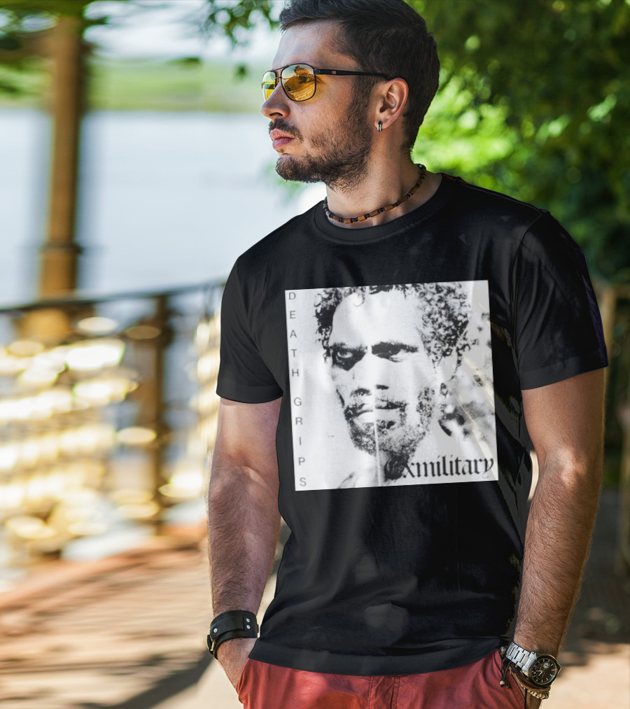 Death Grips Exmilitary Album Cover Image White Letters And Portrait T-Shirt