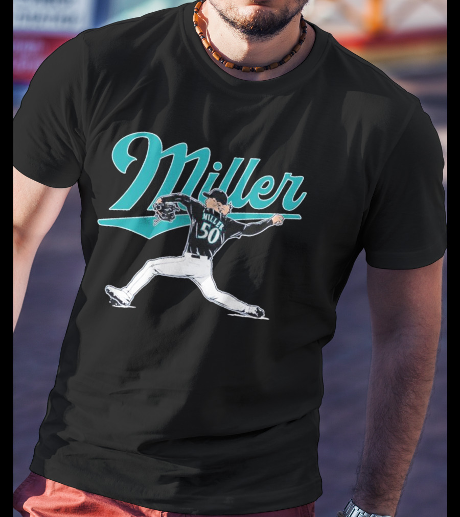Seattle Mariners Bryce Miller 50 Pitcher T-Shirt
