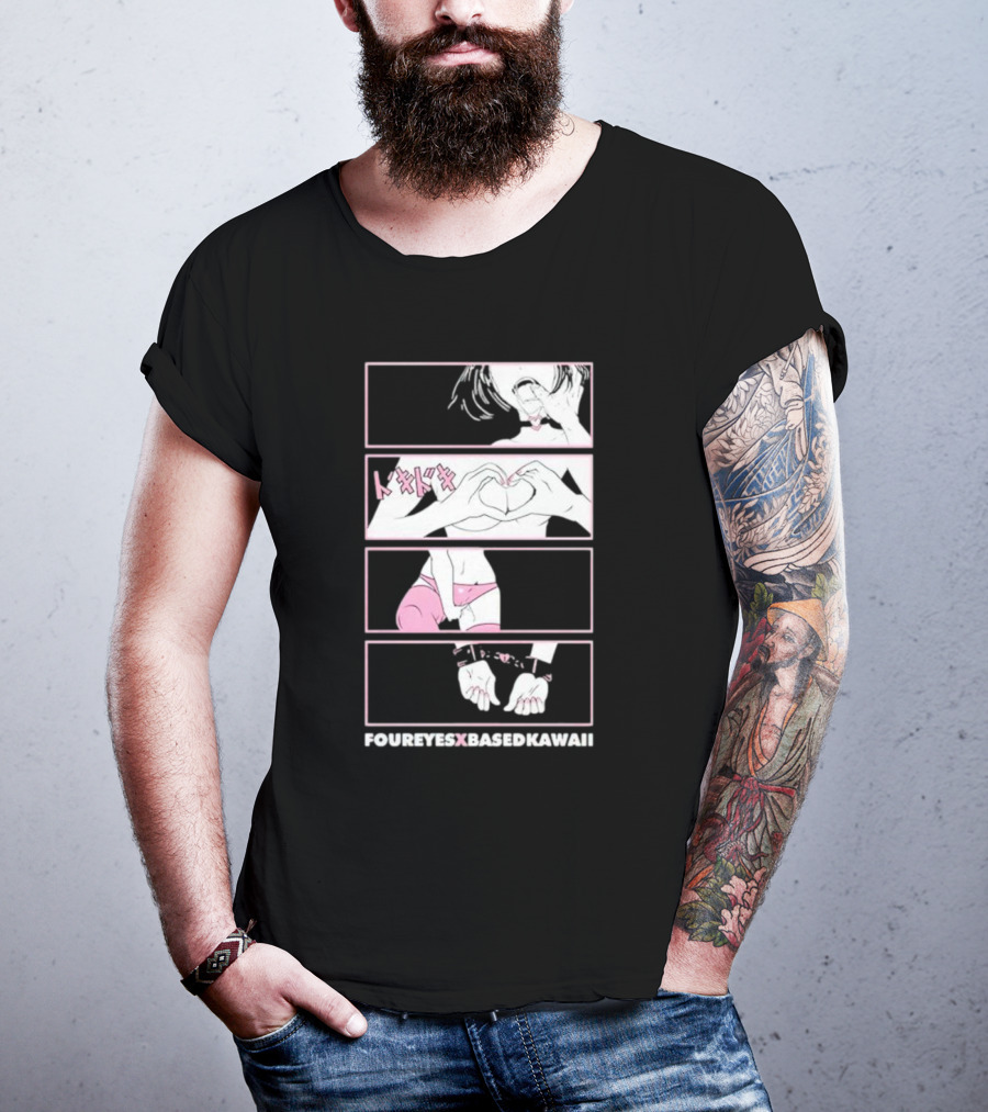 Foureyes X Based Kawaii Tokidoki Hand Heart Pink Aesthetic T-Shirt