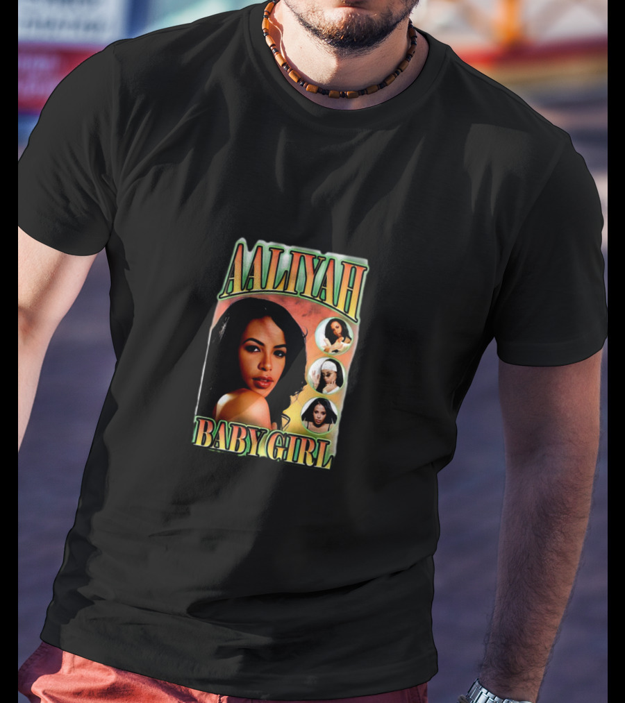 Aaliyah Baby Girl Vintage Iconic Portrait Collage T-Shirt