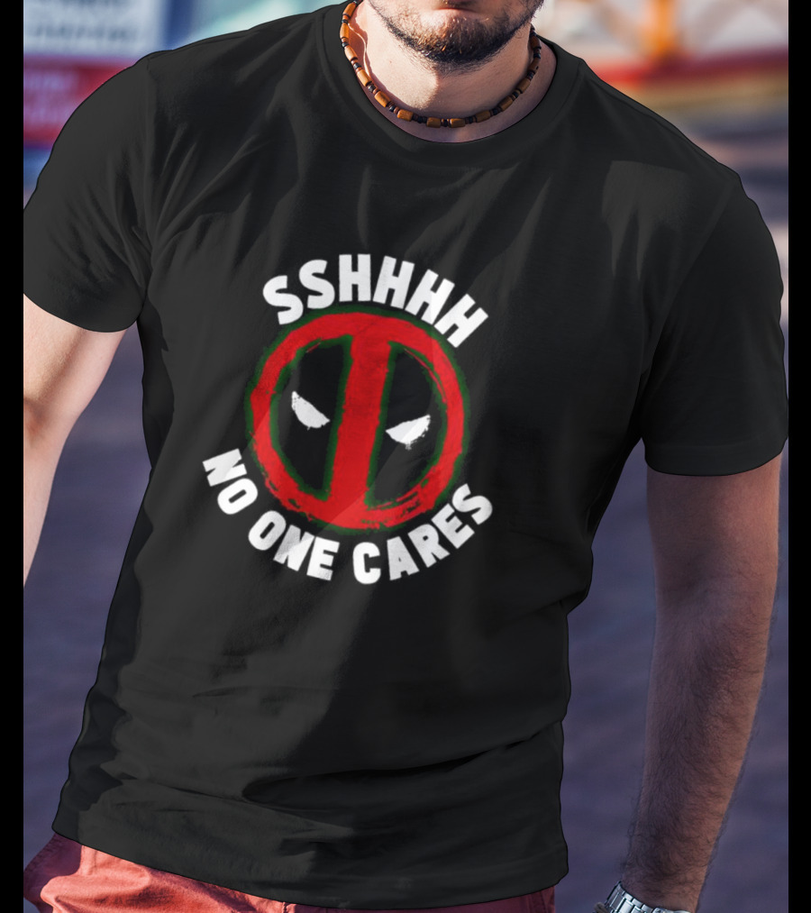 Marvel Deadpool Shhhh No One Cares Iconic T-Shirt