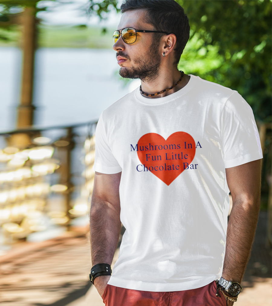Mushrooms In A Fun Little Chocolate Bar Red Heart T-Shirt