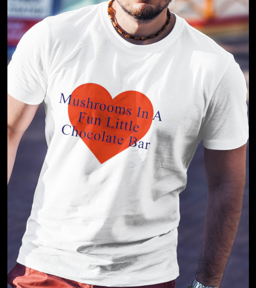 Mushrooms In A Fun Little Chocolate Bar Red Heart T-Shirt