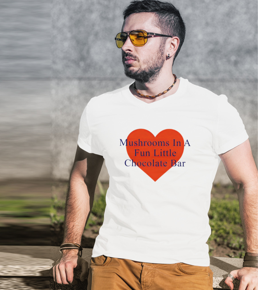 Mushrooms In A Fun Little Chocolate Bar Red Heart T-Shirt