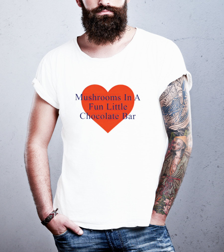 Mushrooms In A Fun Little Chocolate Bar Red Heart T-Shirt