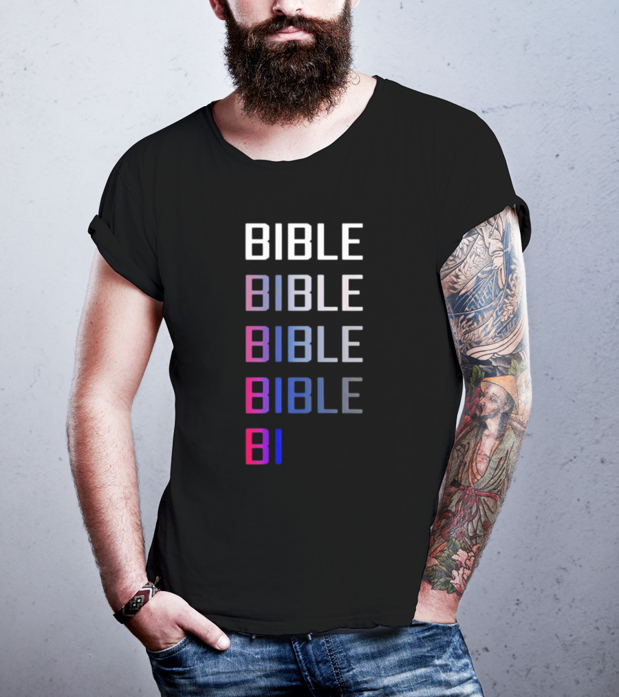Bible Pride Gradient Multicolor Text Stacked T-Shirt