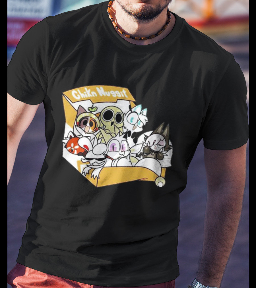 Chikn Nuggit Box Characters Packed In Cute Cartoon T-Shirt