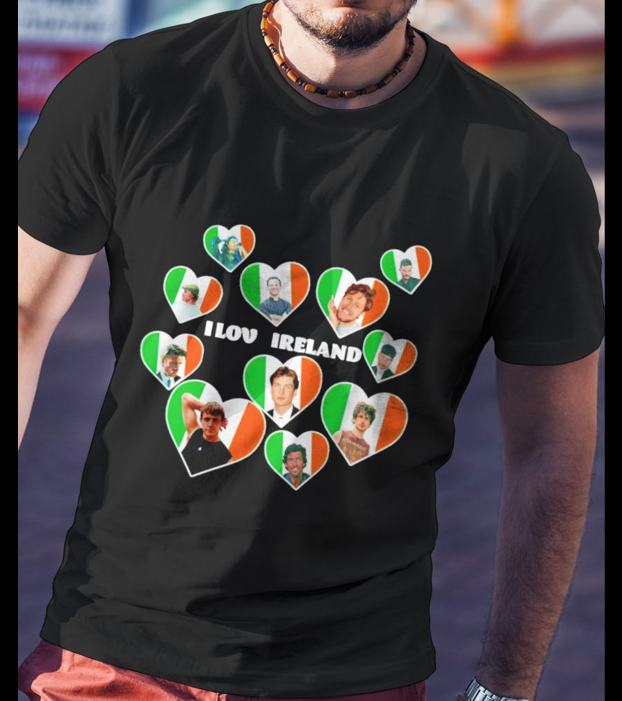 I Love Ireland Irish Flag Hearts T-Shirt