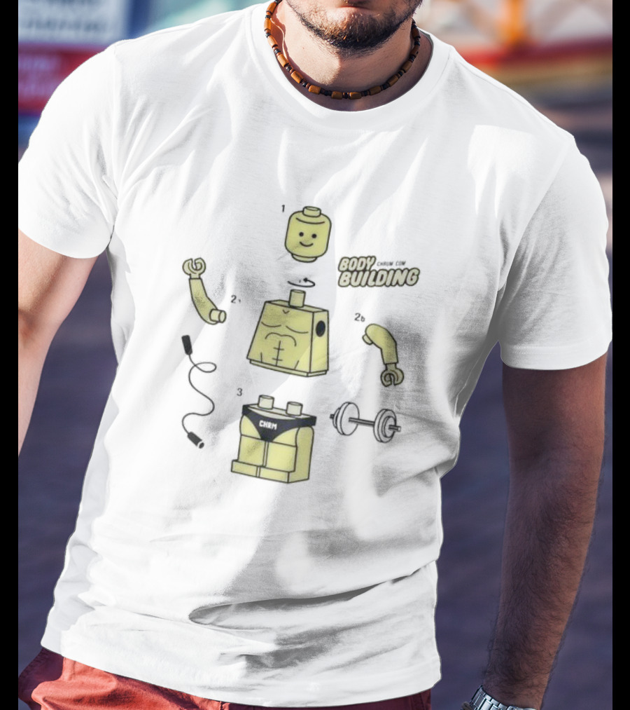 LEGO Bodybuilding CHAM Blocks With Muscular Figure And Dumbbell T-Shirt