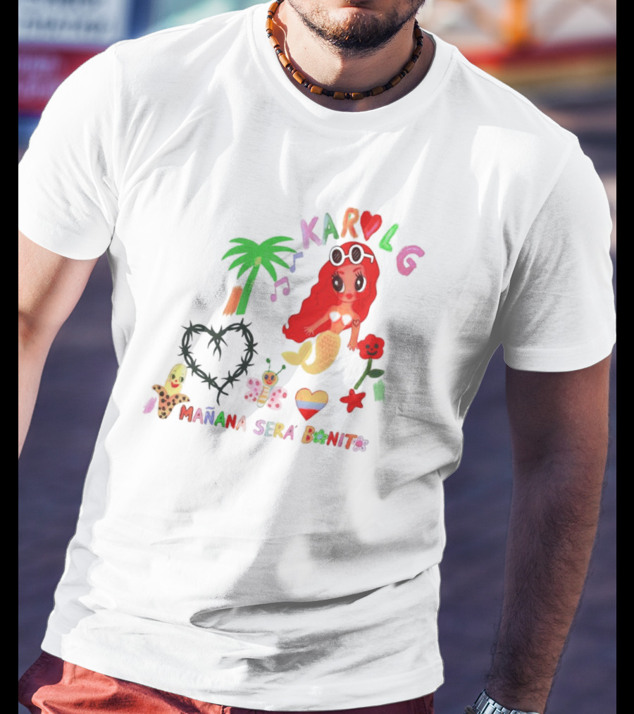 Karol G Mañana Será Bonito Mermaid Palm Heart Music Note T-Shirt