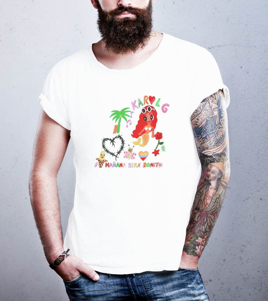 Karol G Mañana Será Bonito Mermaid Palm Heart Music Note T-Shirt
