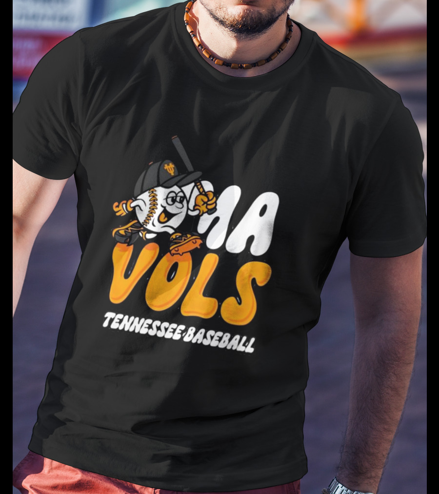 Omavols Tennessee Baseball Vols Mascot Icon With Bat And Glove T-Shirt