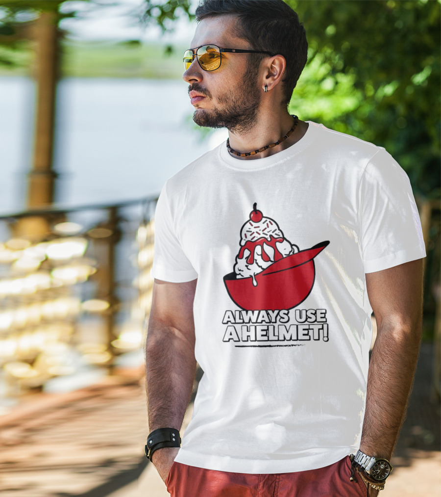 Cincinnati Reds Ice Cream Always Use A Helmet T-Shirt