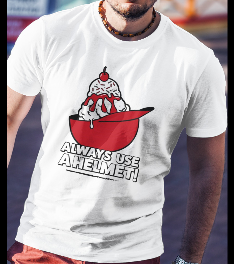 Cincinnati Reds Ice Cream Always Use A Helmet T-Shirt