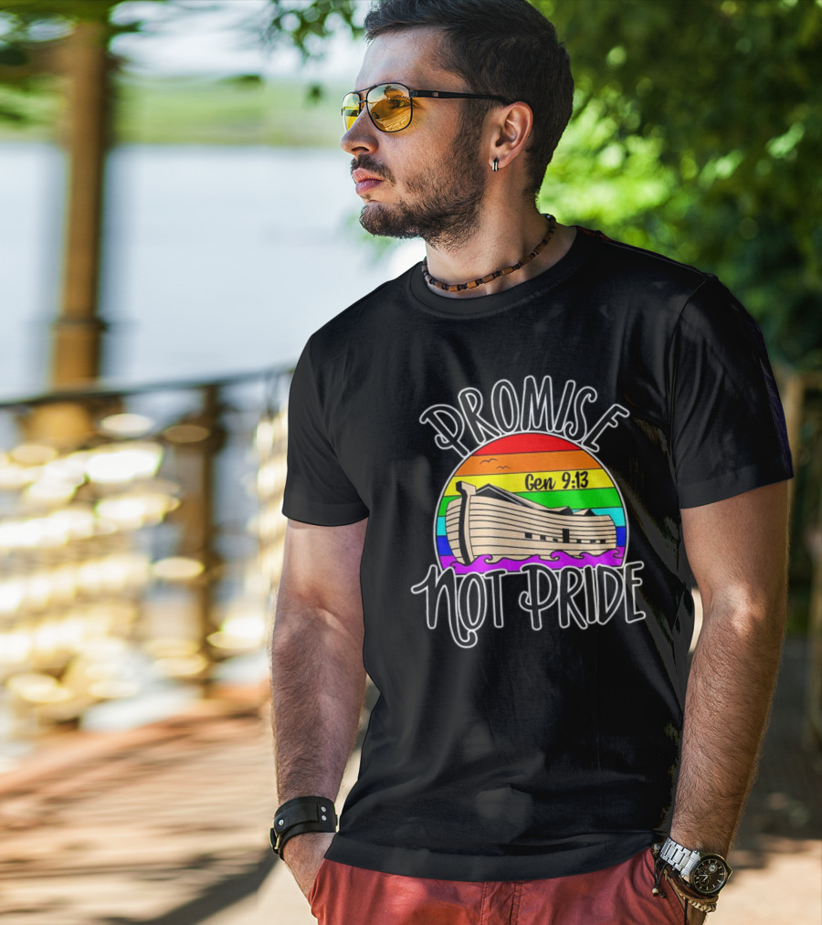 Promise Not Pride Gen 9:13 Noah's Ark Rainbow T-Shirt