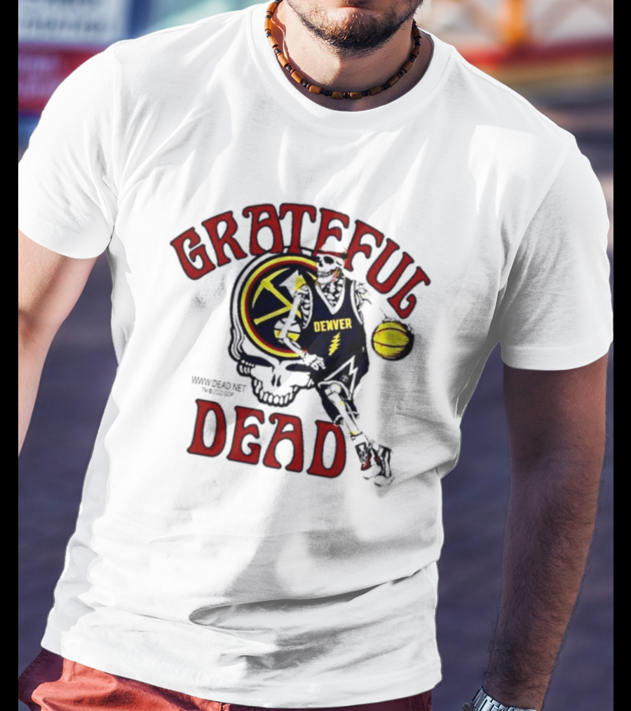 Grateful Dead Denver Nuggets Basketball Skull Skeleton T-Shirt