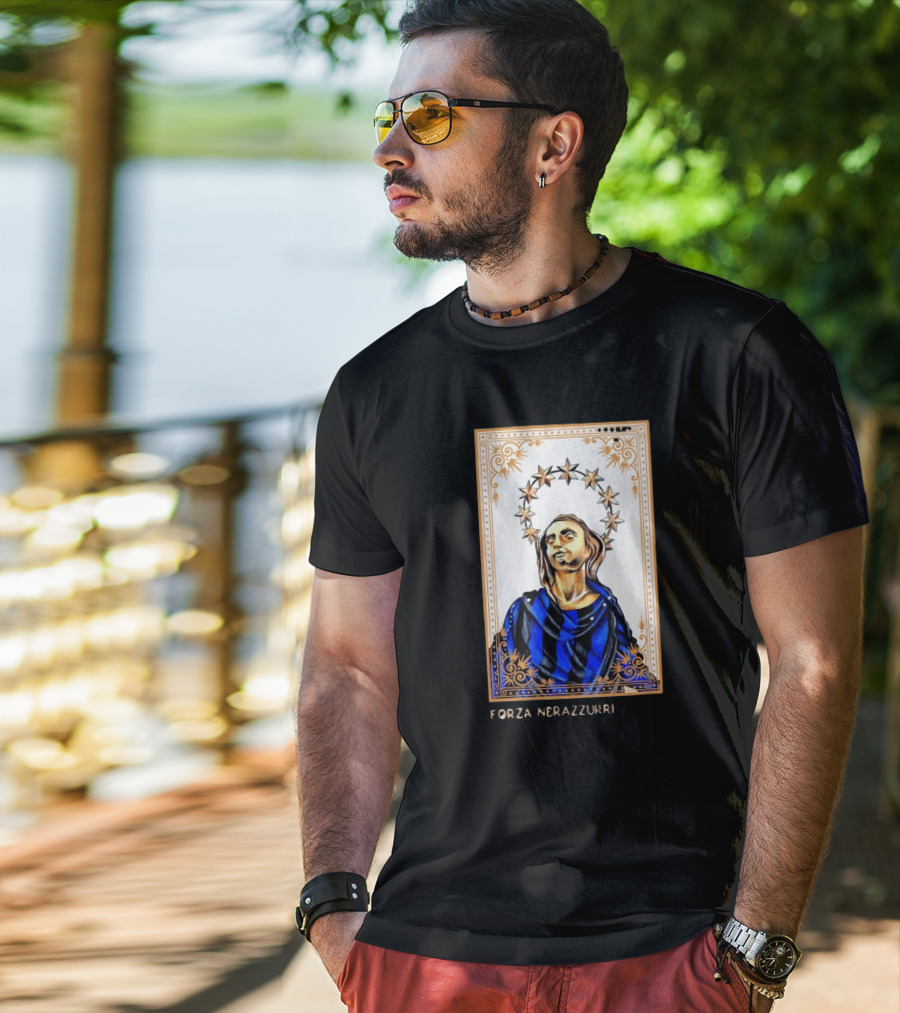 Forza Nerazzurri Madonnina Iconic Blue And Black Halo T-Shirt