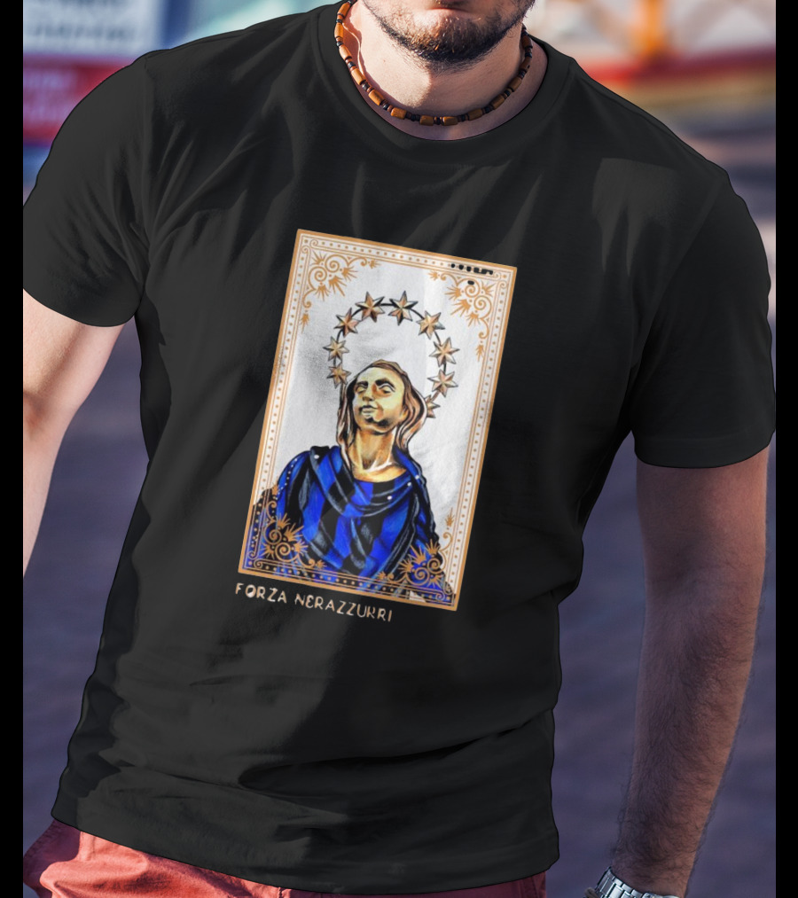 Forza Nerazzurri Madonnina Iconic Blue And Black Halo T-Shirt