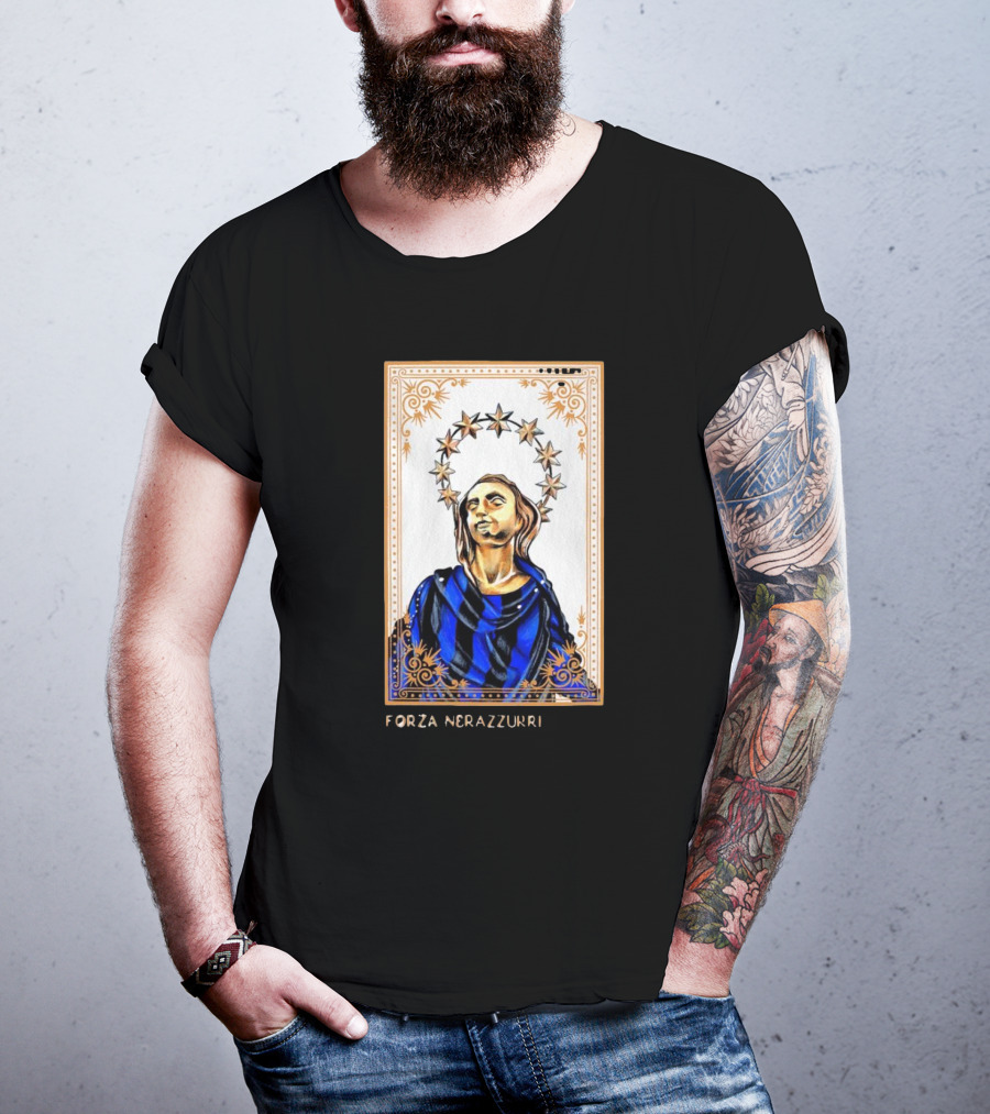 Forza Nerazzurri Madonnina Iconic Blue And Black Halo T-Shirt