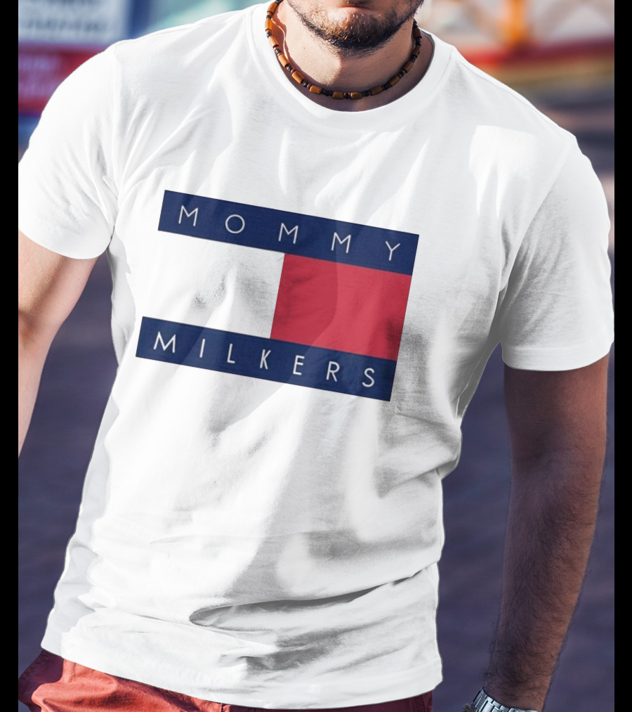 Mommy Milkers Logo Parody Tommy Flag T-Shirt